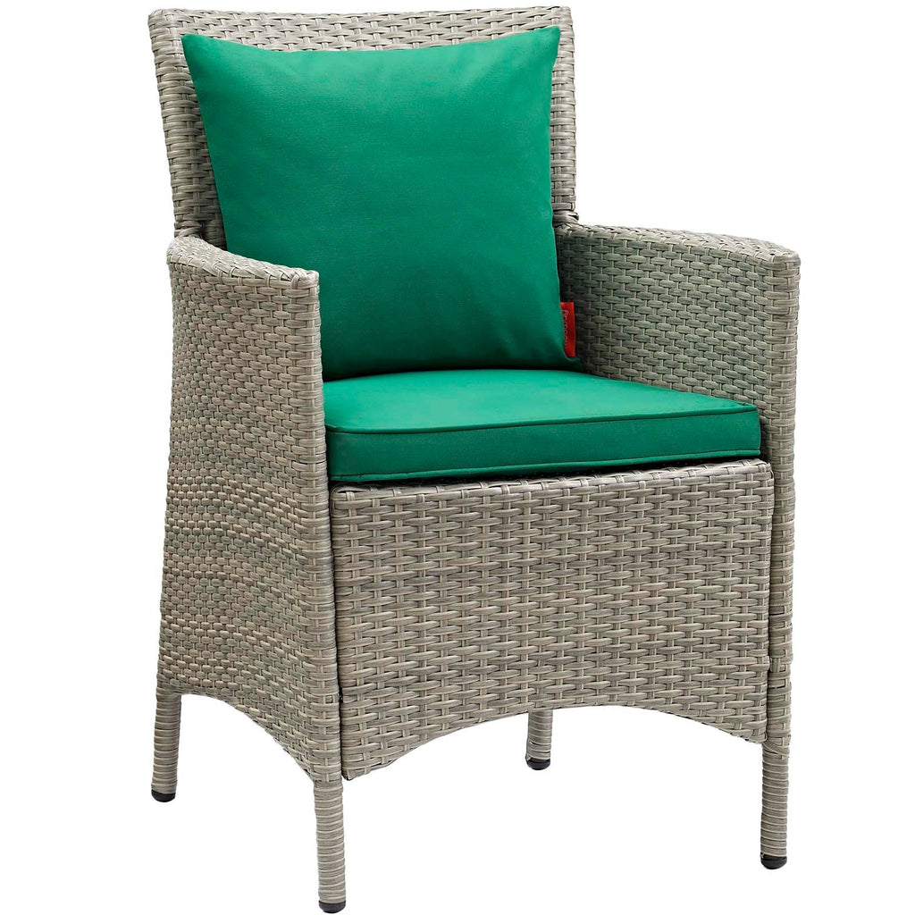 Conduit Outdoor Patio Wicker Rattan Dining Armchair in Light Gray Green