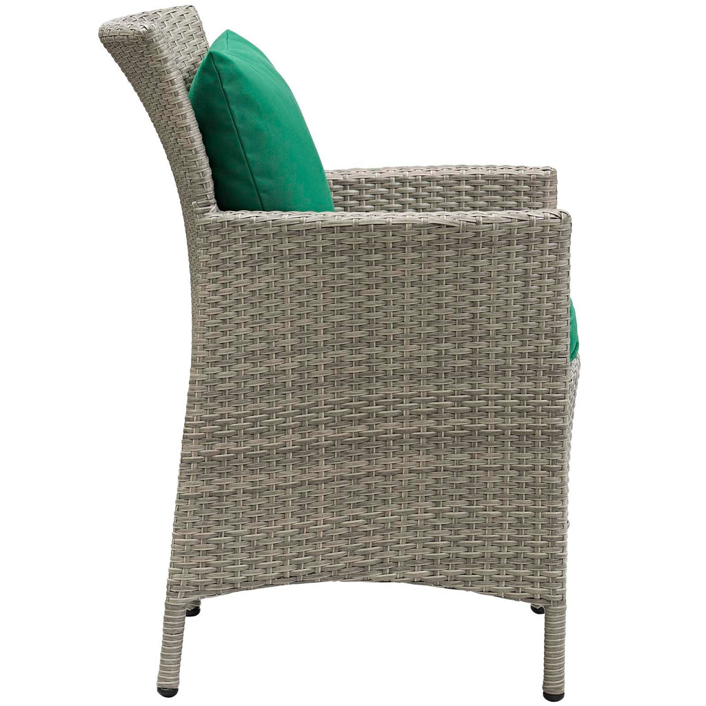 Conduit Outdoor Patio Wicker Rattan Dining Armchair in Light Gray Green