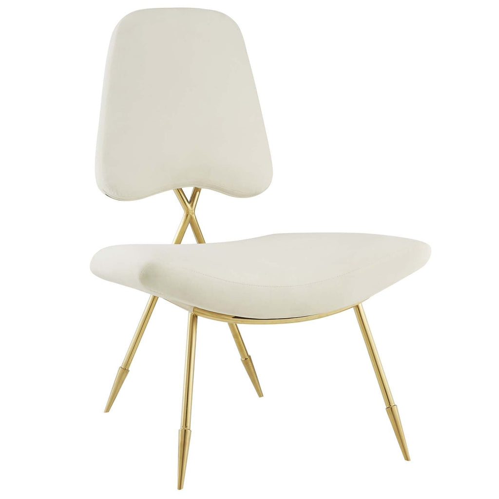 Ponder Performance Velvet Lounge Chair in Ivory