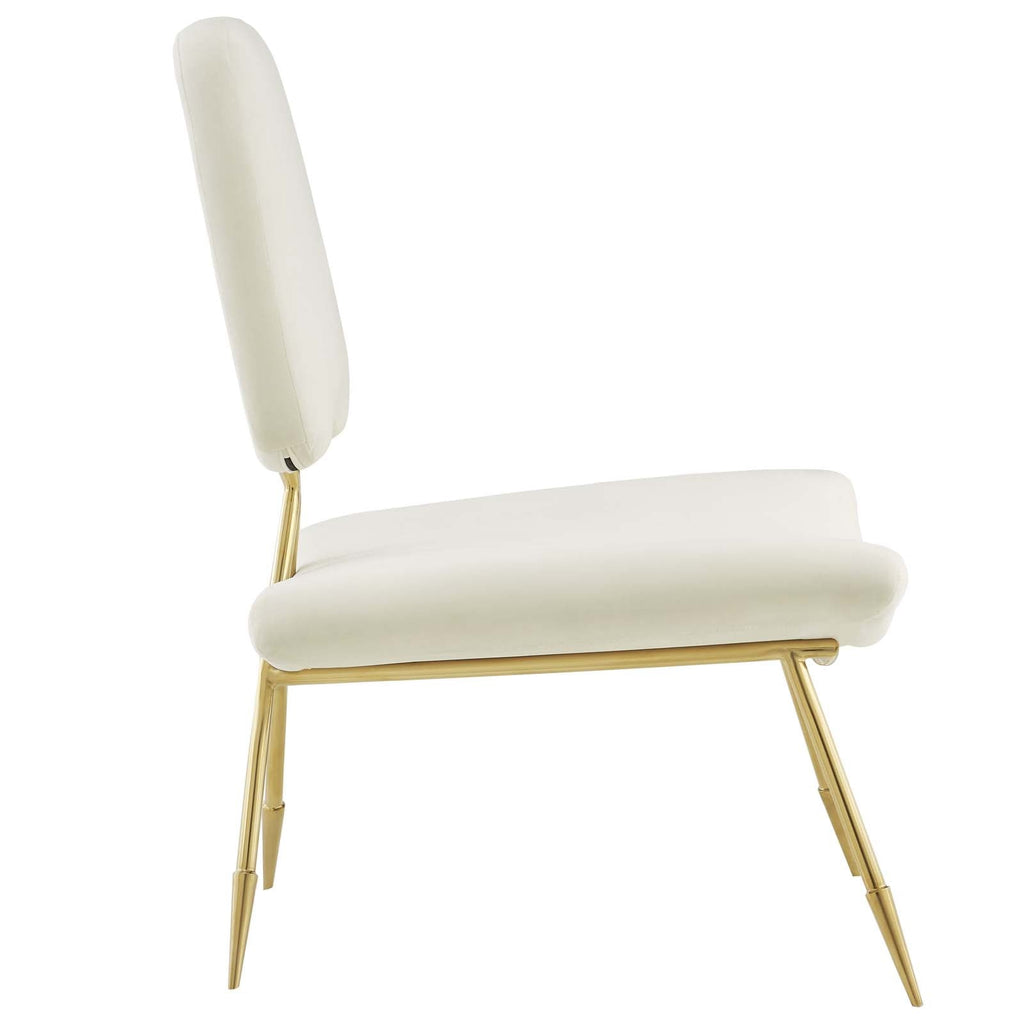 Ponder Performance Velvet Lounge Chair in Ivory