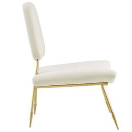 Ponder Performance Velvet Lounge Chair in Ivory