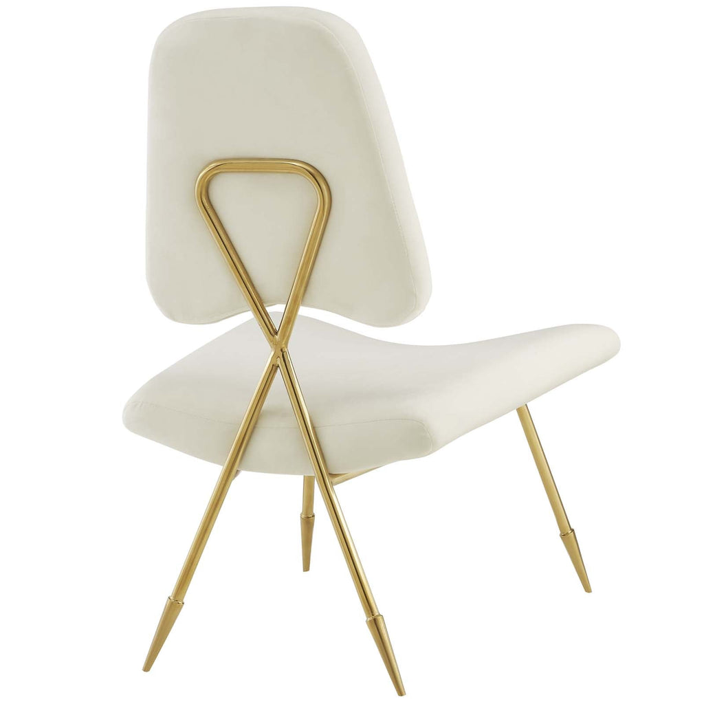 Ponder Performance Velvet Lounge Chair in Ivory