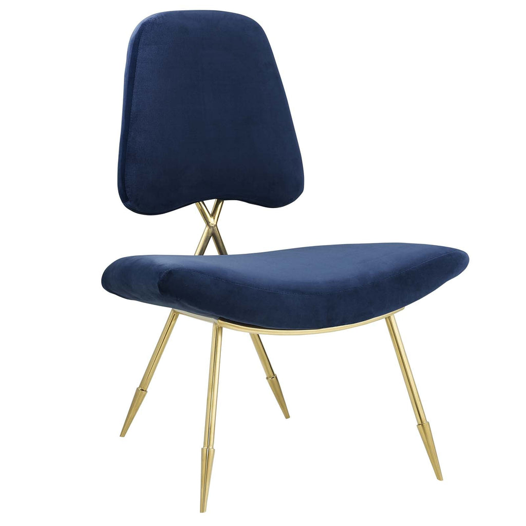 Ponder Performance Velvet Lounge Chair in Navy