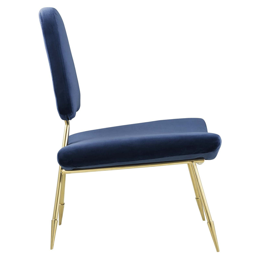 Ponder Performance Velvet Lounge Chair in Navy