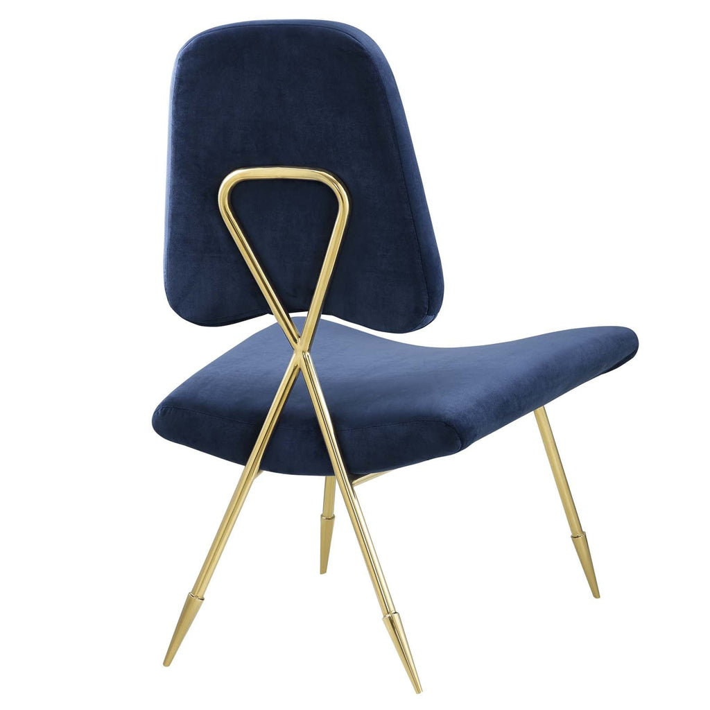 Ponder Performance Velvet Lounge Chair in Navy