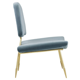 Ponder Performance Velvet Lounge Chair in Sea Blue