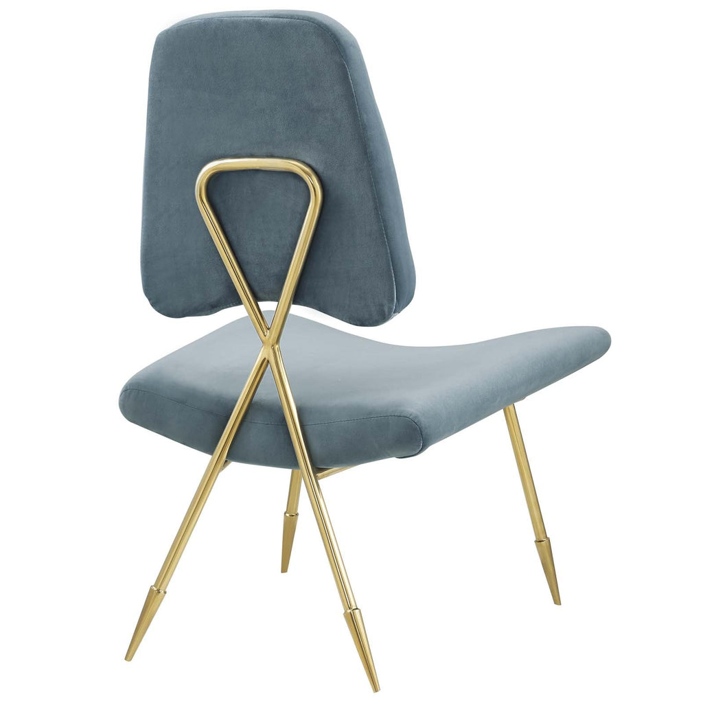 Ponder Performance Velvet Lounge Chair in Sea Blue