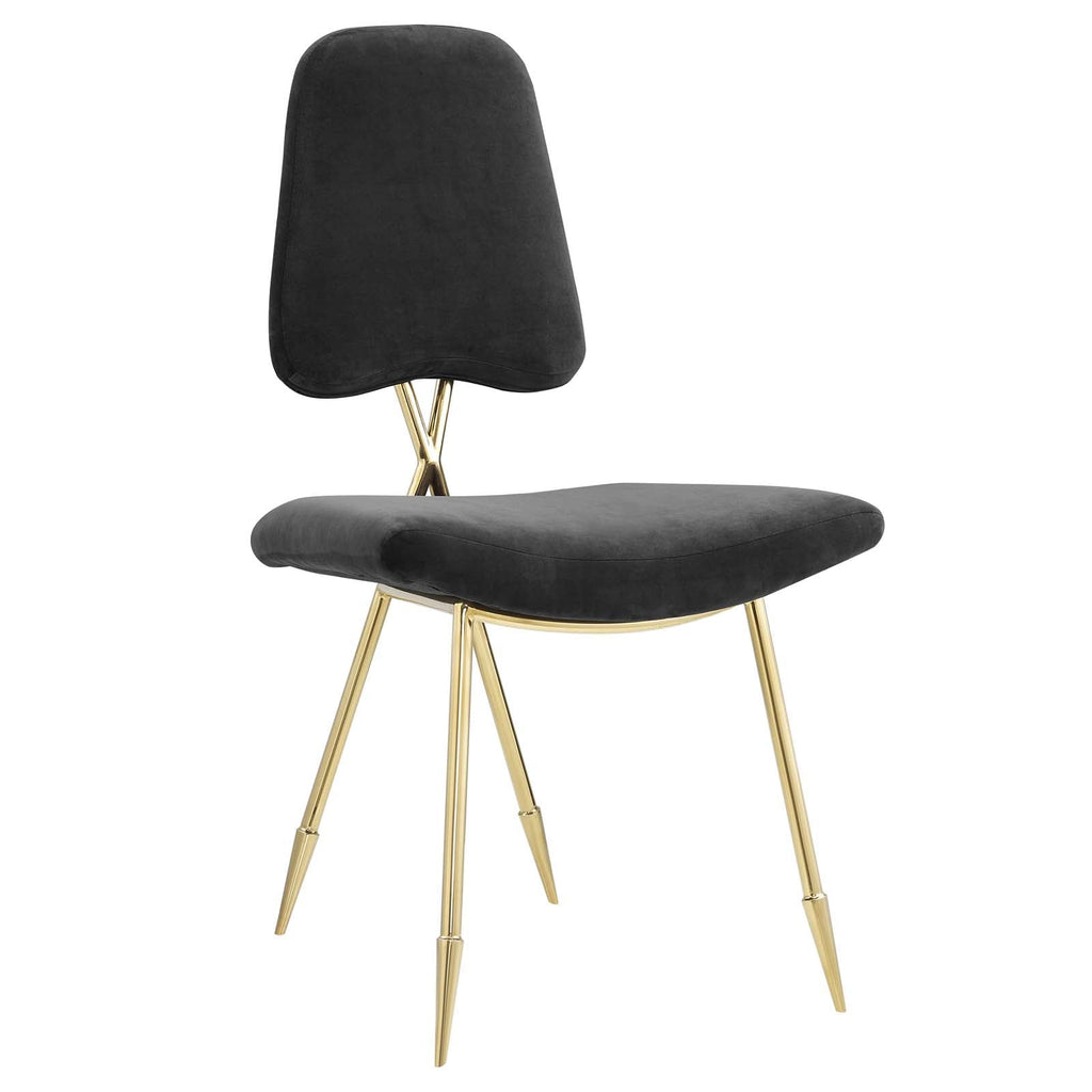 Ponder Performance Velvet Dining Side Chair in Black