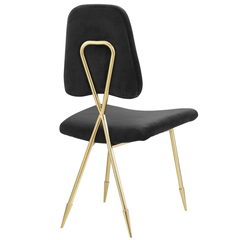 Ponder Performance Velvet Dining Side Chair in Black