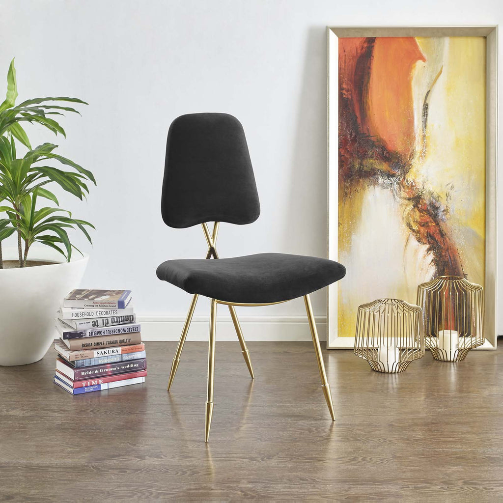 Ponder Performance Velvet Dining Side Chair in Black