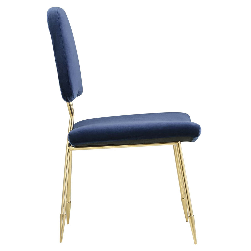 Ponder Performance Velvet Dining Side Chair in Navy