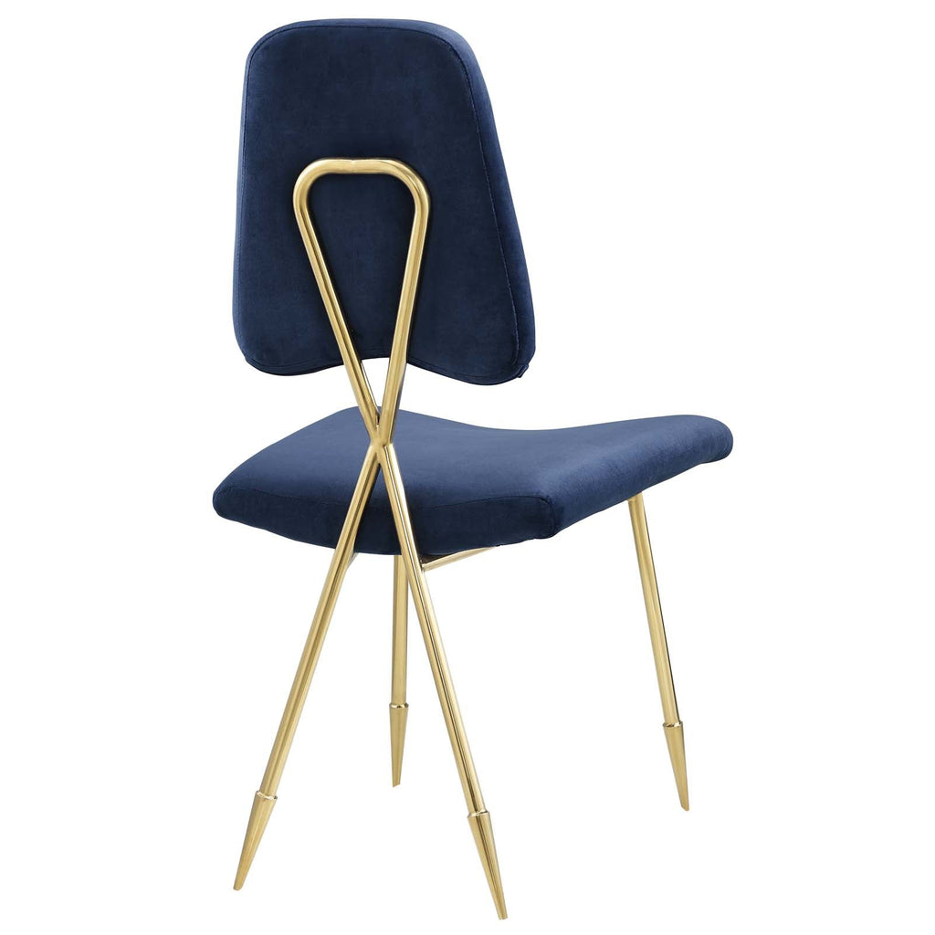 Ponder Performance Velvet Dining Side Chair in Navy