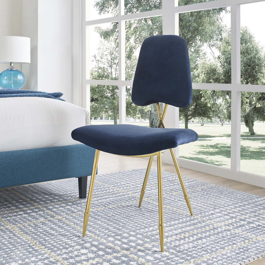 Ponder Performance Velvet Dining Side Chair in Navy