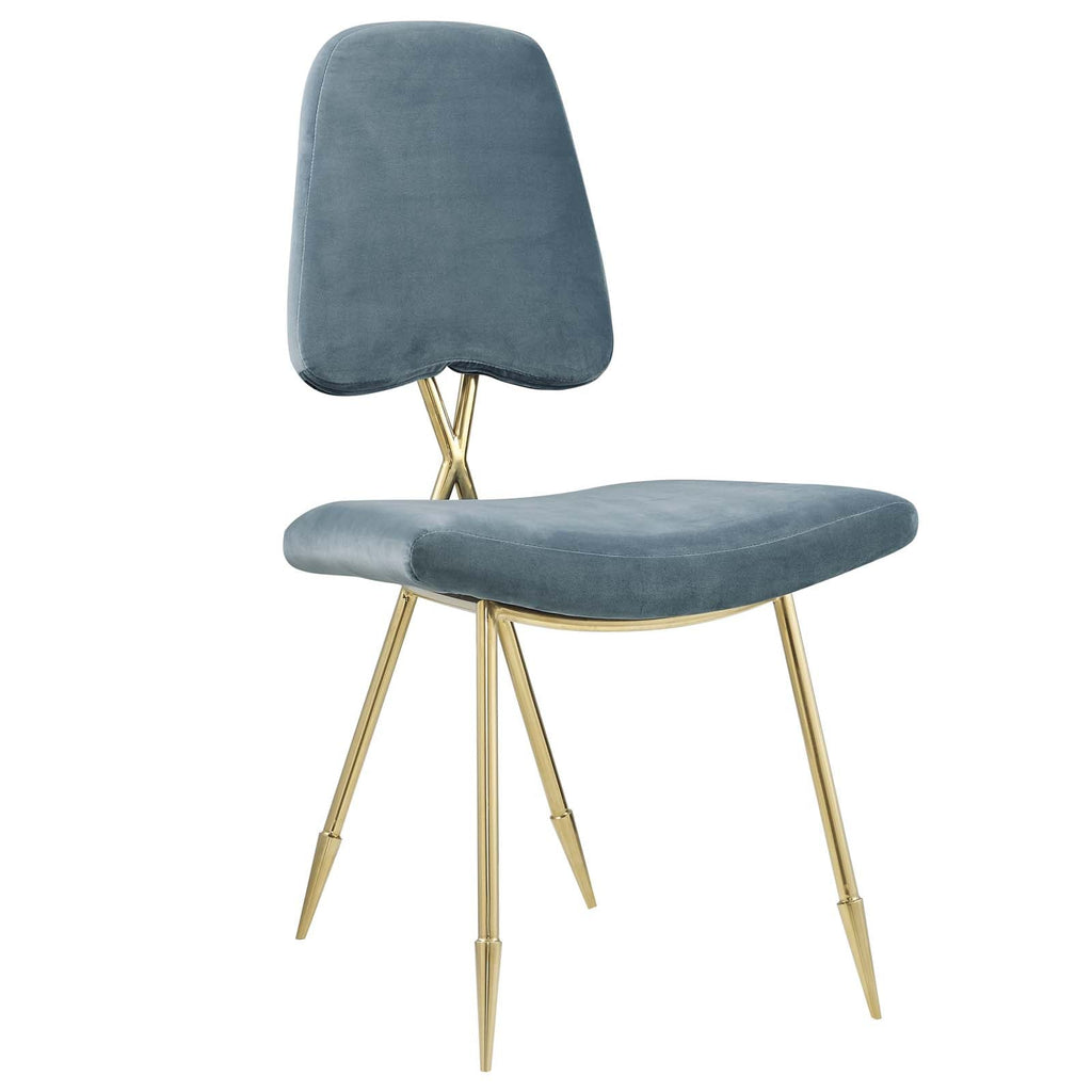 Ponder Performance Velvet Dining Side Chair in Sea Blue