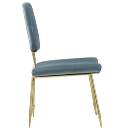 Ponder Performance Velvet Dining Side Chair in Sea Blue