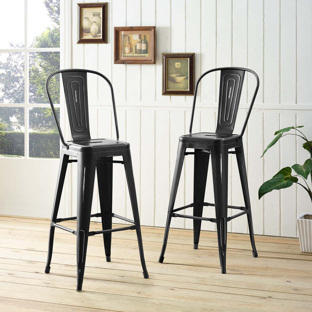 Promenade Metal Bar Side Stool in Black