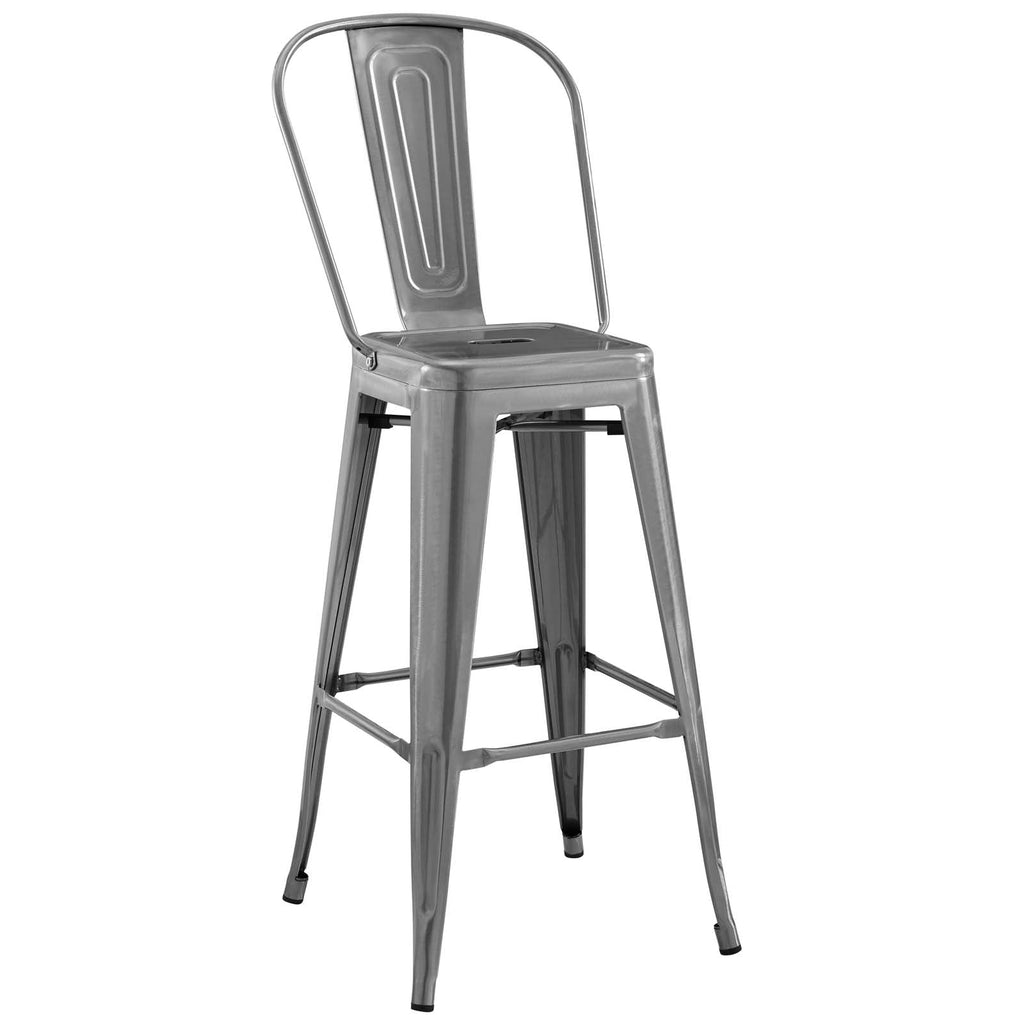 Promenade Metal Bar Side Stool in Gunmetal