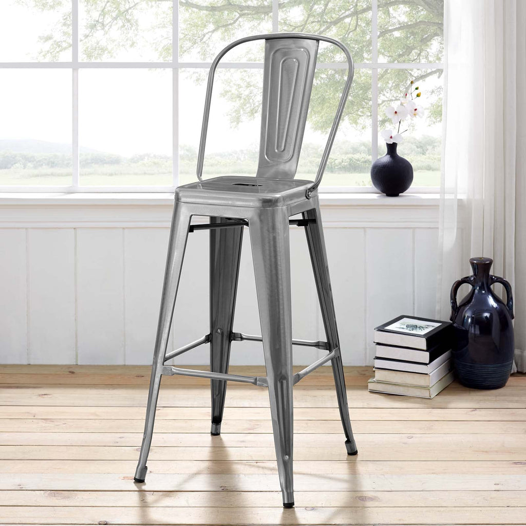 Promenade Metal Bar Side Stool in Gunmetal