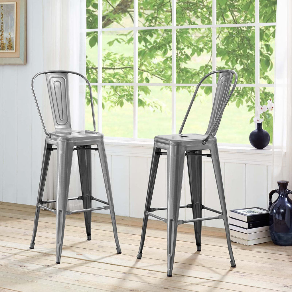 Promenade Metal Bar Side Stool in Gunmetal