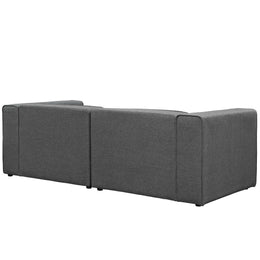 Mingle 2 Piece Upholstered Fabric Sectional Sofa Set in Gray
