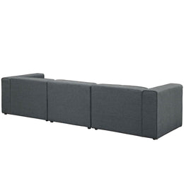 Mingle 3 Piece Upholstered Fabric Sectional Sofa Set in Gray
