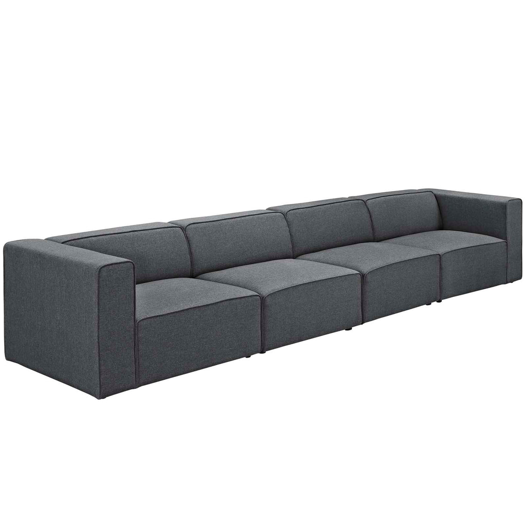 Mingle 4 Piece Upholstered Fabric Sectional Sofa Set in Gray-2