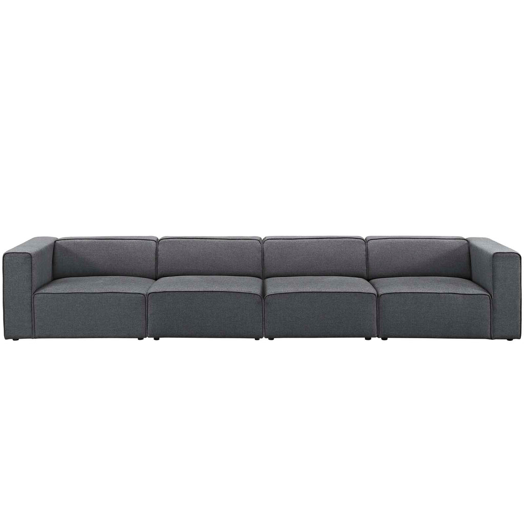 Mingle 4 Piece Upholstered Fabric Sectional Sofa Set in Gray-2