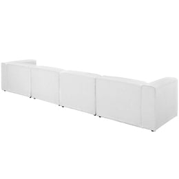 Mingle 4 Piece Upholstered Fabric Sectional Sofa Set in White-2