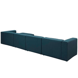 Mingle 5 Piece Upholstered Fabric Sectional Sofa Set in Blue-2