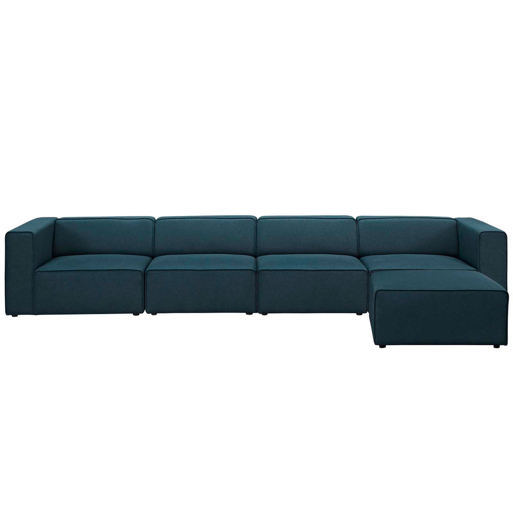 Mingle 5 Piece Upholstered Fabric Sectional Sofa Set in Blue-2