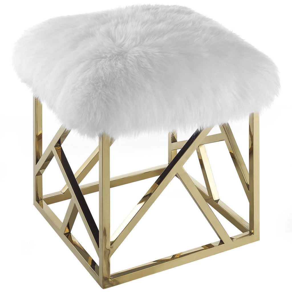 Intersperse Sheepskin Ottoman