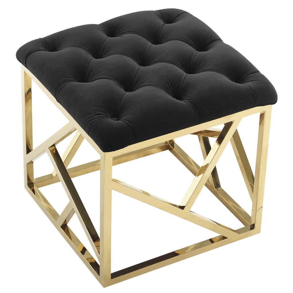 Intersperse Ottoman in Gold Black