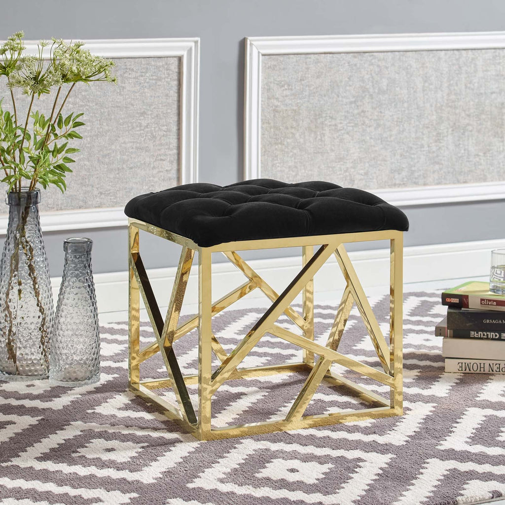 Intersperse Ottoman in Gold Black