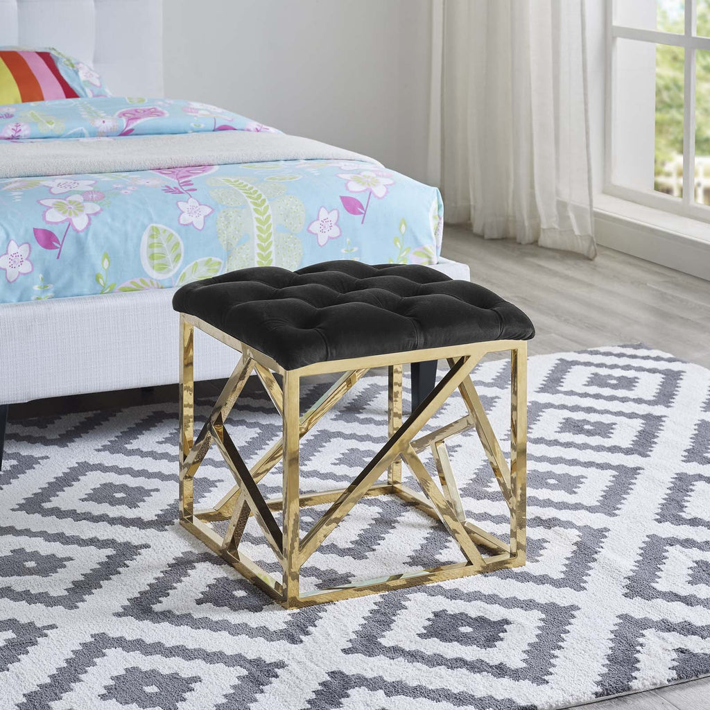 Intersperse Ottoman in Gold Black