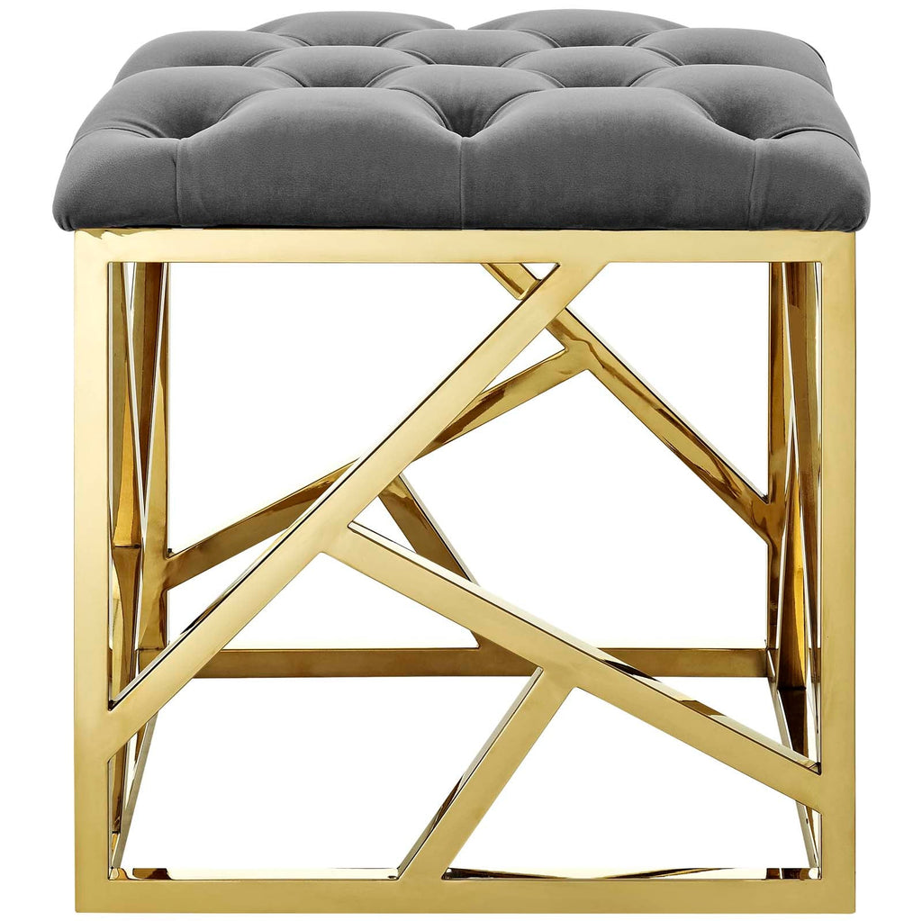 Intersperse Ottoman in Gold Gray