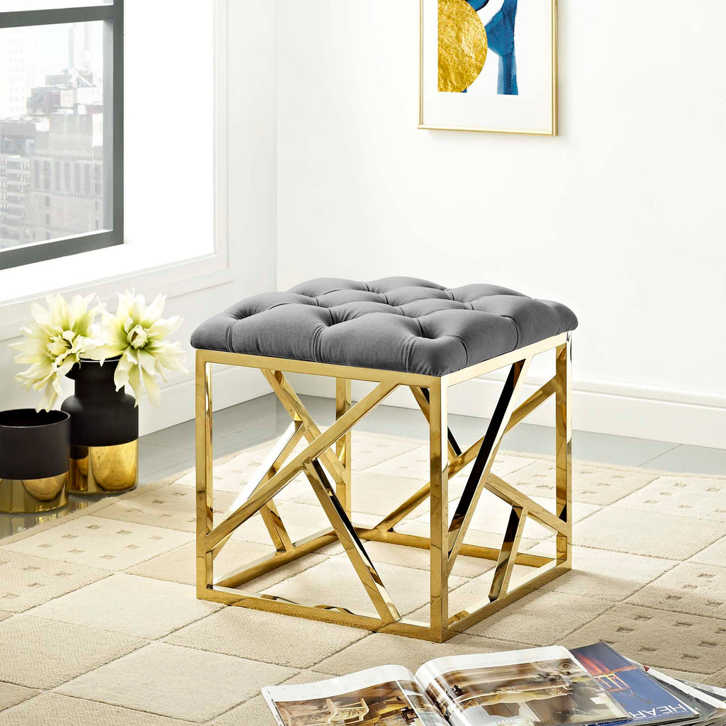 Intersperse Ottoman in Gold Gray