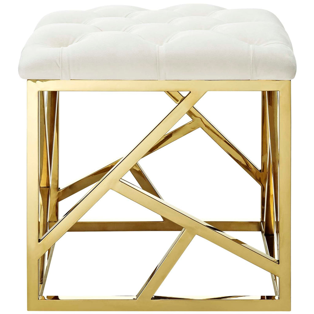 Intersperse Ottoman in Gold Ivory