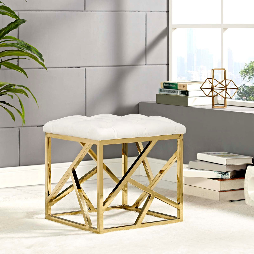 Intersperse Ottoman in Gold Ivory