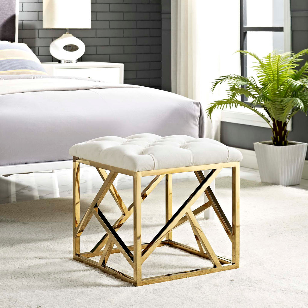 Intersperse Ottoman in Gold Ivory