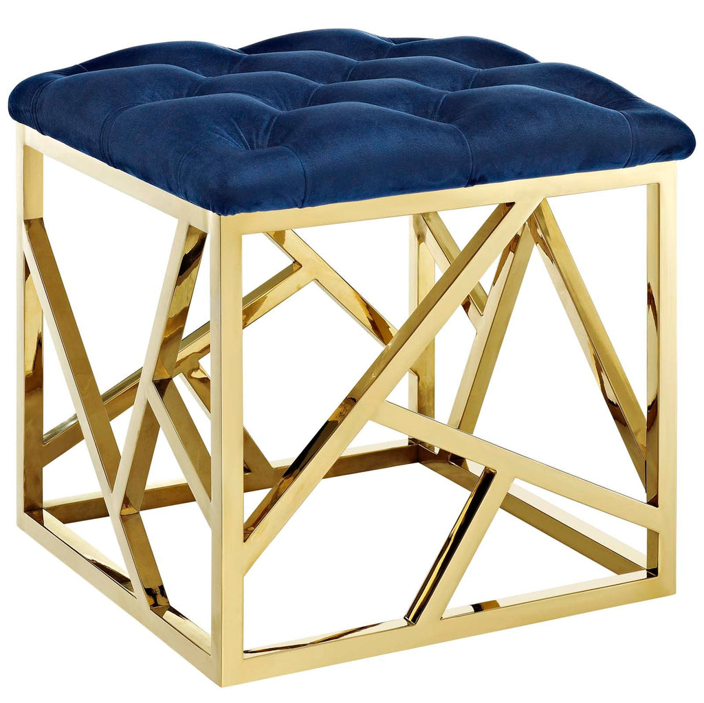 Intersperse Ottoman in Gold Navy