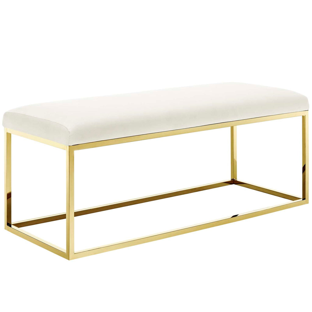 Anticipate Fabric Bench in Gold Ivory