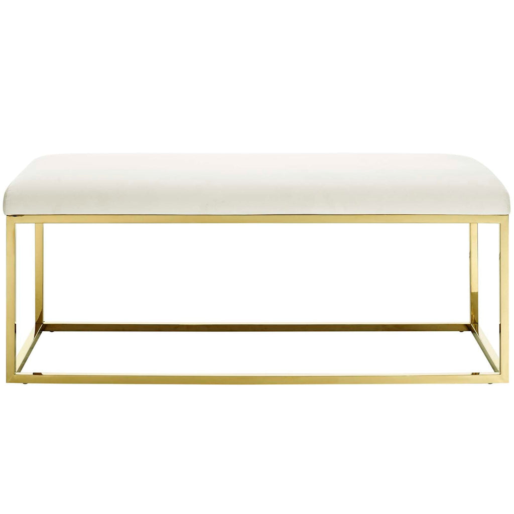 Anticipate Fabric Bench in Gold Ivory