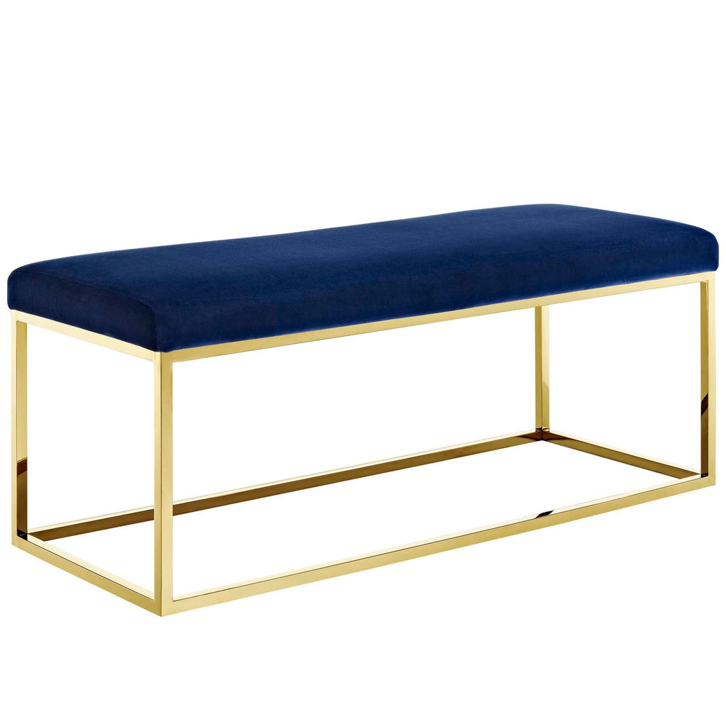 Anticipate Fabric Bench in Gold Navy