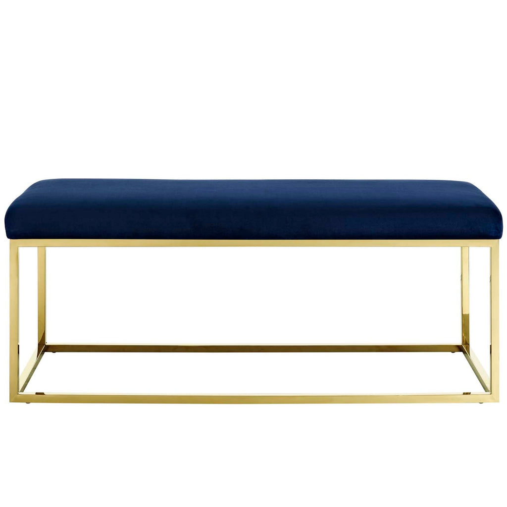 Anticipate Fabric Bench in Gold Navy