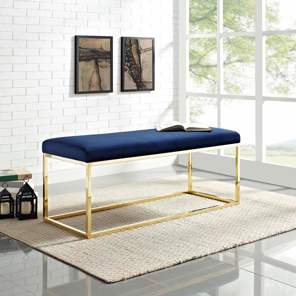 Anticipate Fabric Bench in Gold Navy