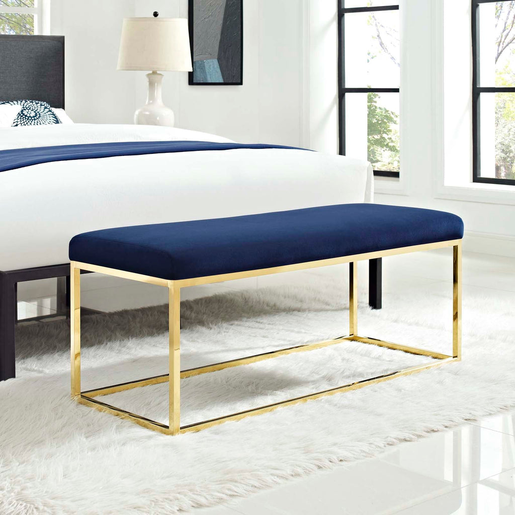 Anticipate Fabric Bench in Gold Navy