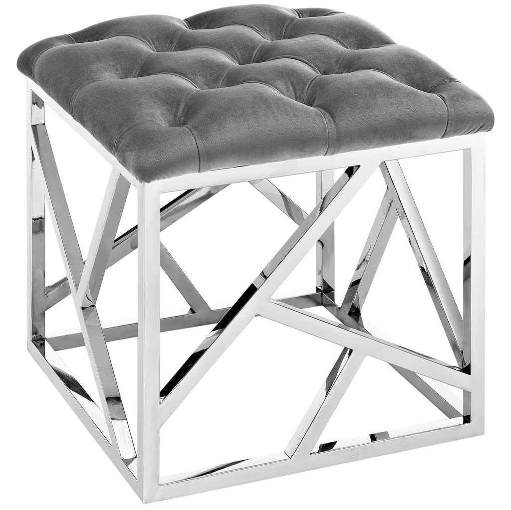 Intersperse Ottoman in Silver Gray