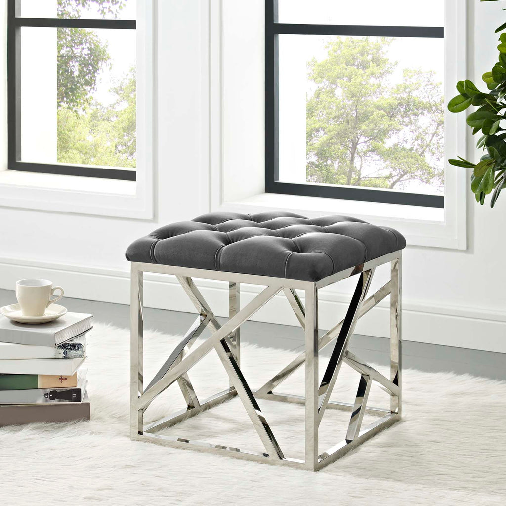 Intersperse Ottoman in Silver Gray