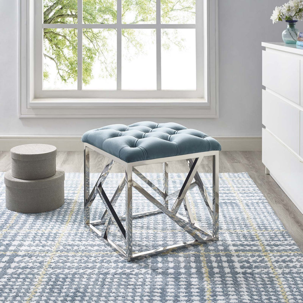 Intersperse Ottoman in Sea Blue