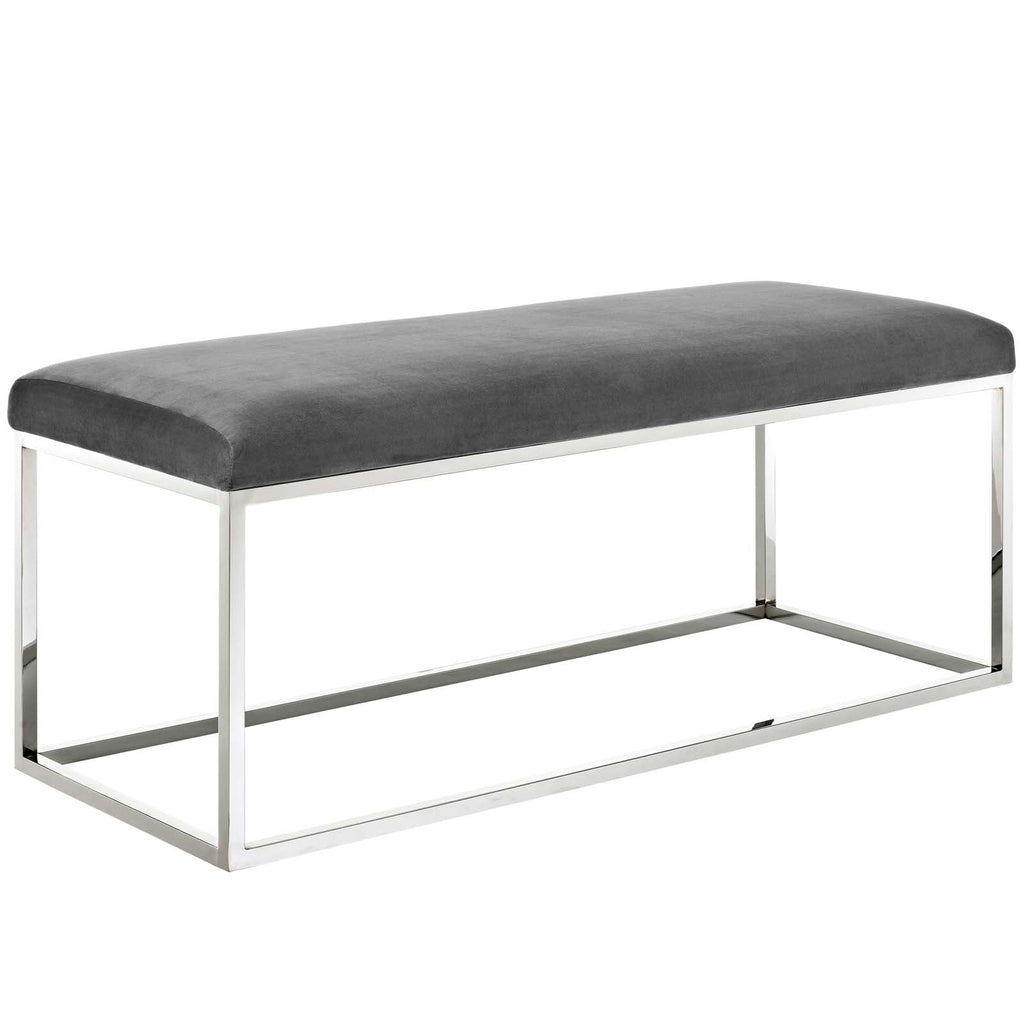 Anticipate Performance Velvet Bench in Gray